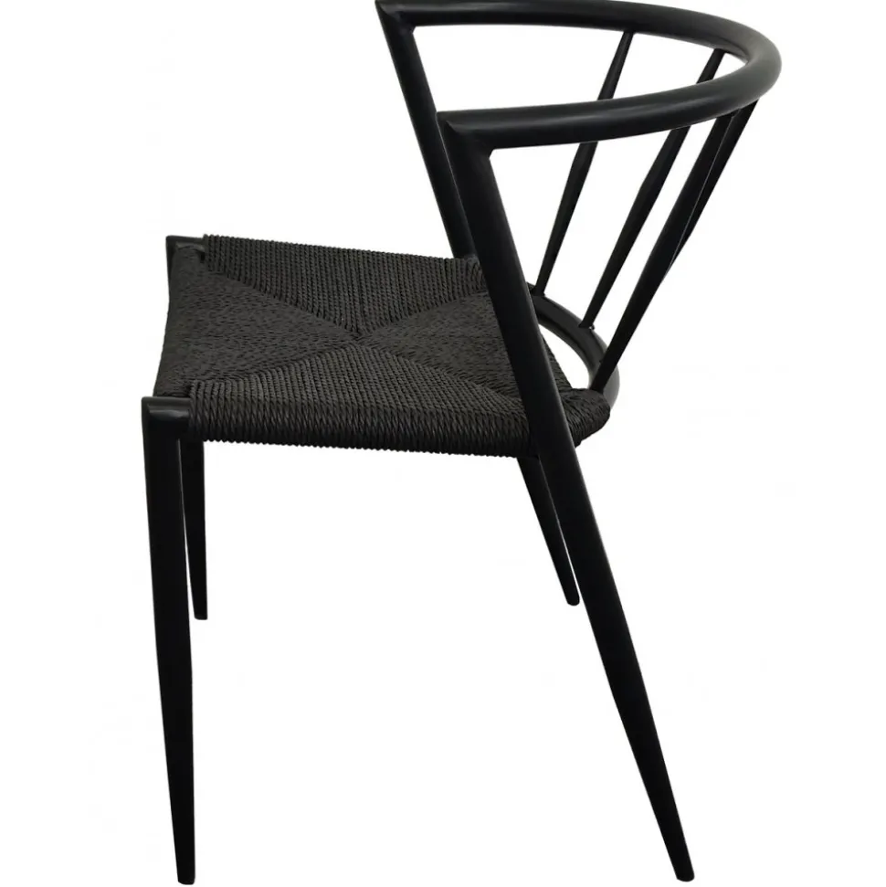 Bella utestol i svart metall med svart repsits + Rengöringsmedel för utemöbler