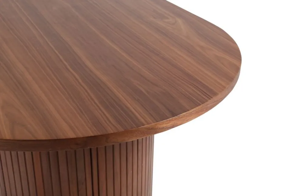 Bianca ovalt matbord 200x90 cm - Valnöt + 4.00 x Stolsdyna