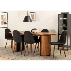 Bianca ovalt matbord 200x90 cm - Valnöt + Möbeltassar