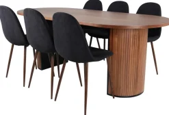 Bianca ovalt matbord 200x90 cm - Valnöt + Möbeltassar