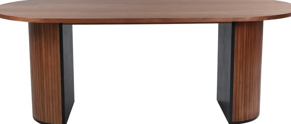 Bianca ovalt matbord 200x90 cm - Valnöt + Möbeltassar