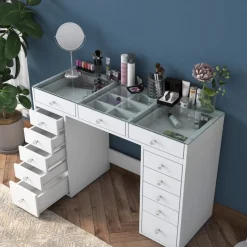 Bijou sminkbord 5 - 120 x 44,5 cm - Vit