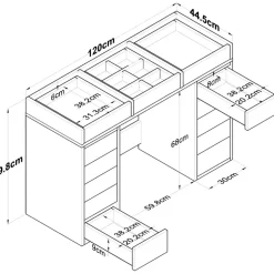 Bijou sminkbord 5 - 120 x 44,5 cm - Vit