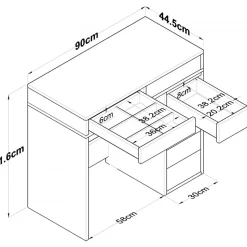 Bijou sminkbord 8 - 90 x 44,5 cm - Vit