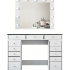 Bijou sminkbord med spegel 18 - 120 x 44,5 cm - Vit