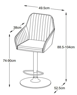 Blocks barstol i grått PU sitthöjd 75-89 cm