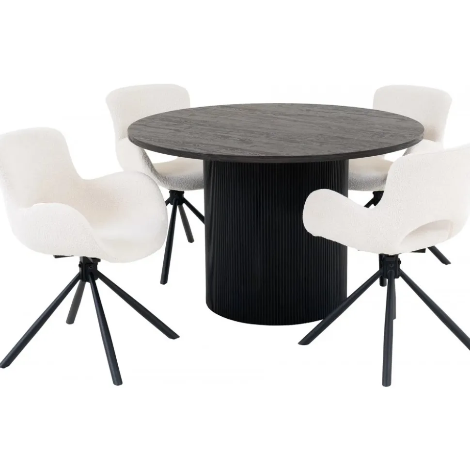 Boavista matgrupp - Mörkbrun/offwhite + 4.00 x Stolsdyna