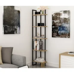 Bokhylla 180 cm hög - Ek/svart