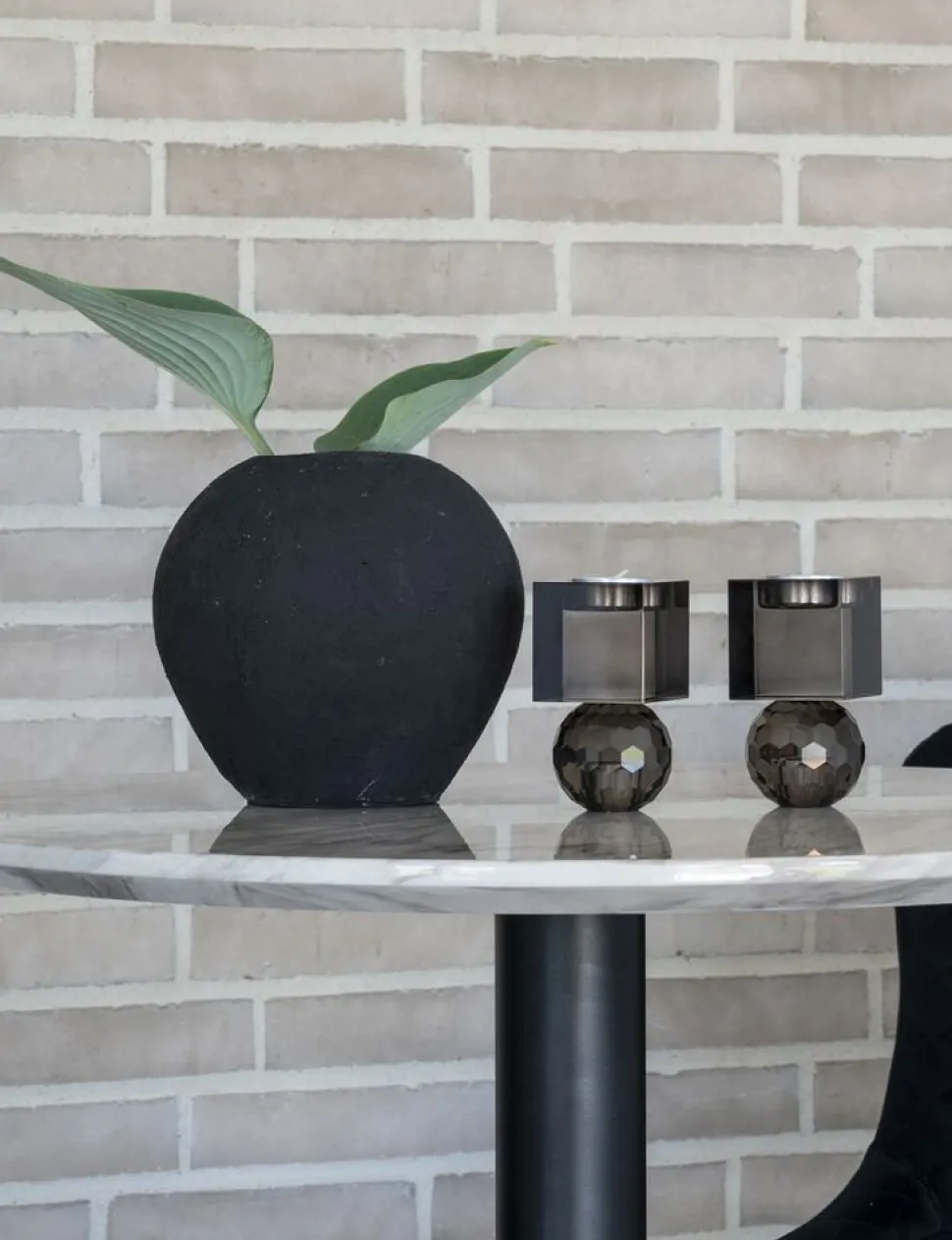 Bolzano Barbord 70 x 70 cm - Marmorimitation/svart