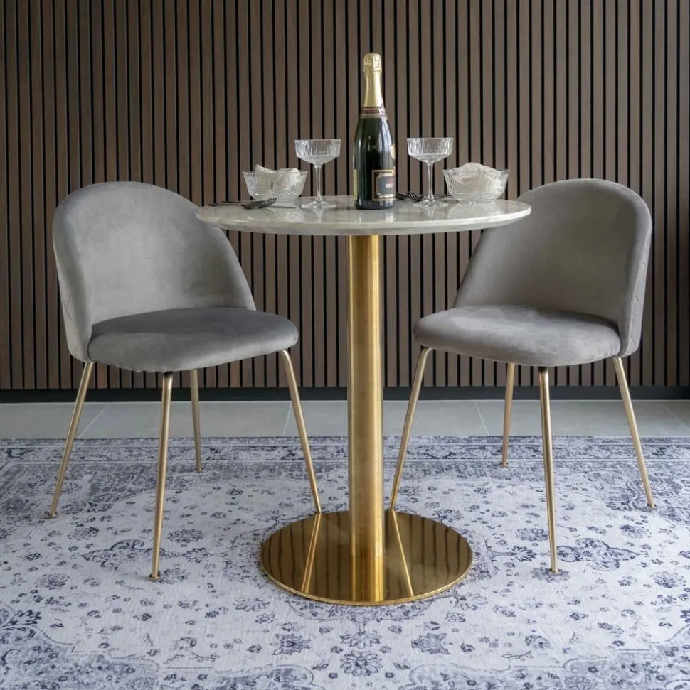 Bolzano Matbord - Marmorimitation/mässing - ø70 + Fläckborttagare för möbler