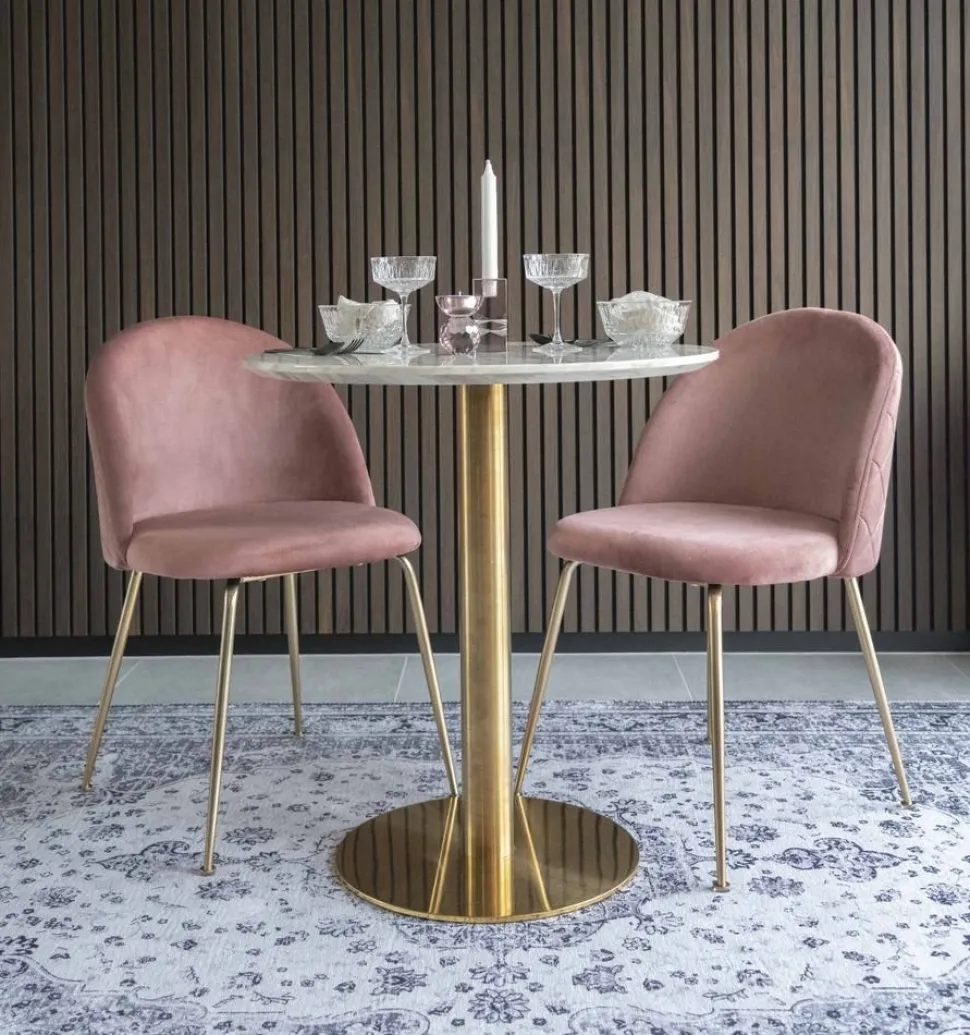 Bolzano Matbord - Marmorimitation/mässing - ø70 + Fläckborttagare för möbler