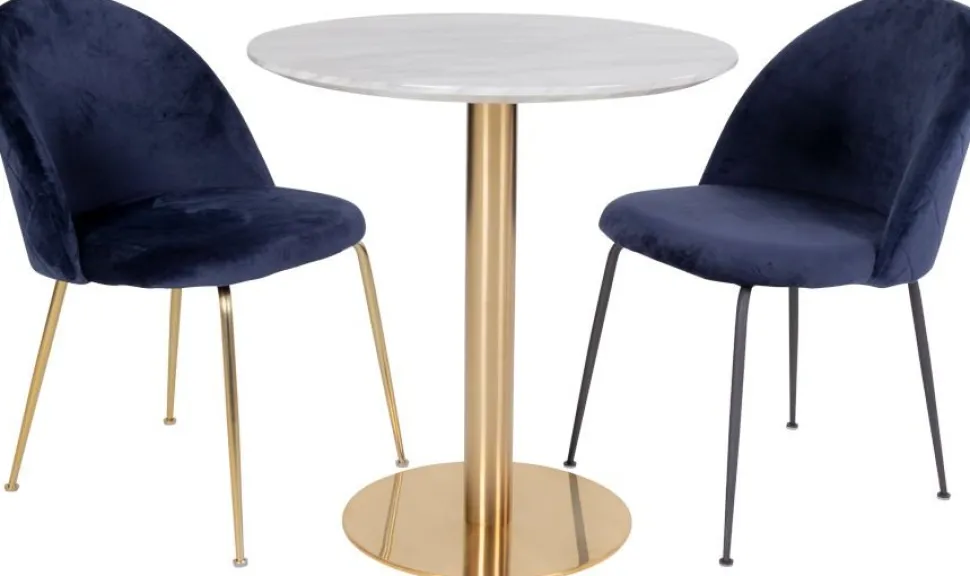 Bolzano Matbord - Marmorimitation/mässing - ø90