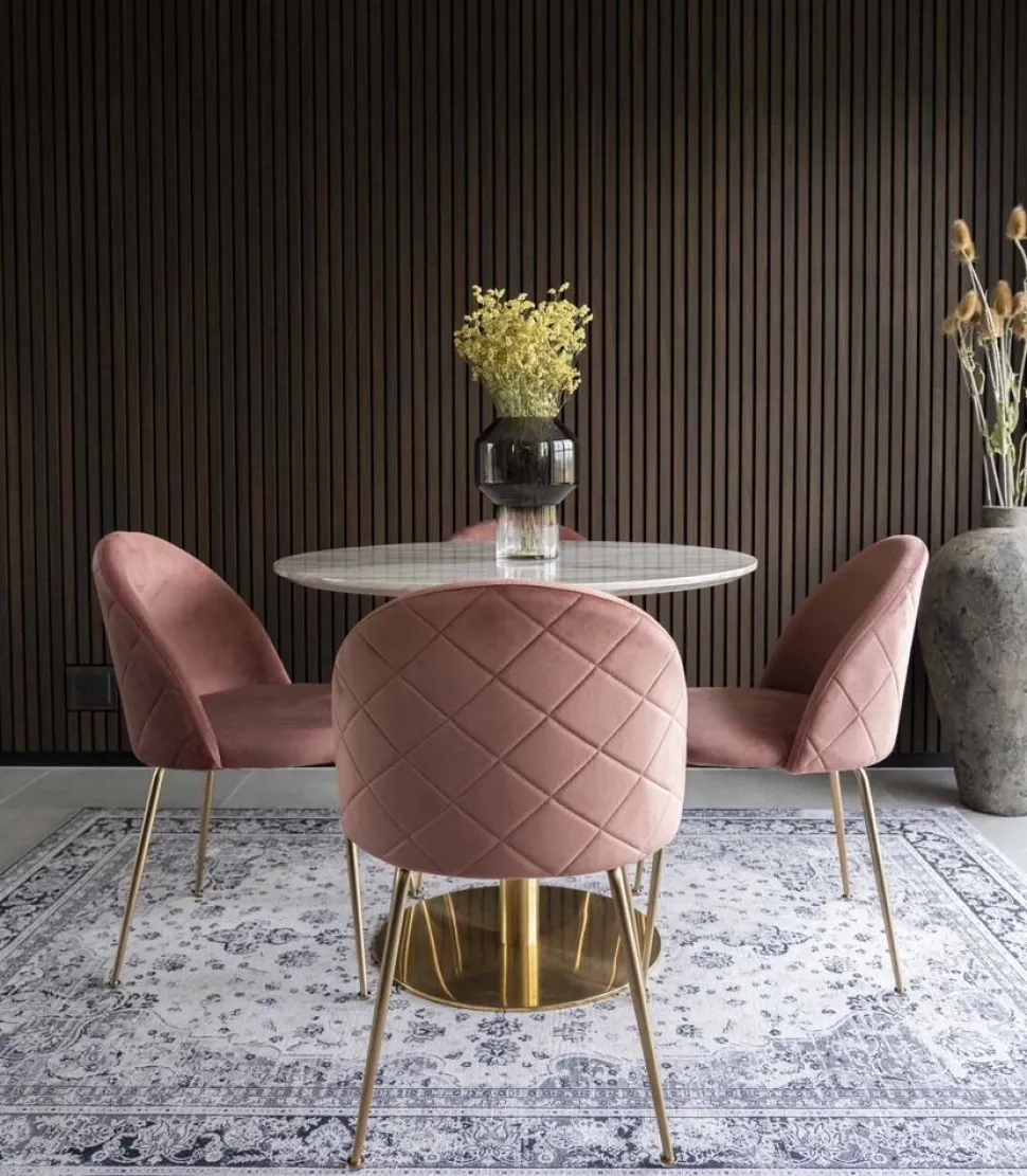 Bolzano Matbord - Marmorimitation/mässing - ø90