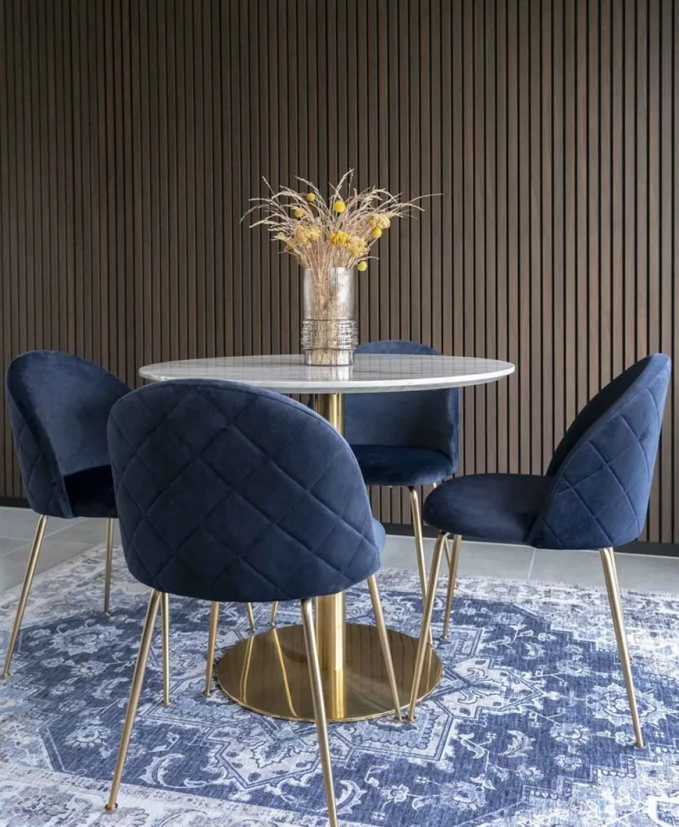 Bolzano Matbord - Marmorimitation/mässing - ø90