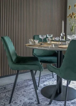 Bolzano Matbord - Marmorimitation/svart - ø110