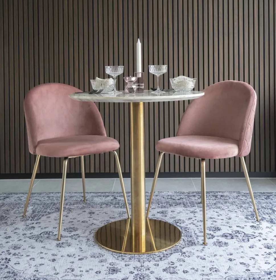 Bolzano Matbord - Marmorimitation/mässing - ø70