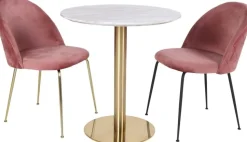 Bolzano Matbord - Marmorimitation/mässing - ø70 + Möbeltassar