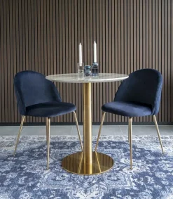 Bolzano Matbord - Marmorimitation/mässing - ø70 + Möbeltassar