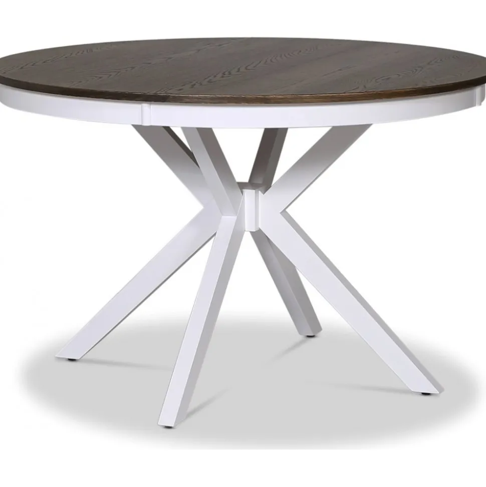 Bord Ø120 cm brun toppskiva med vita ben - Skagen + Fläckborttagare för möbler