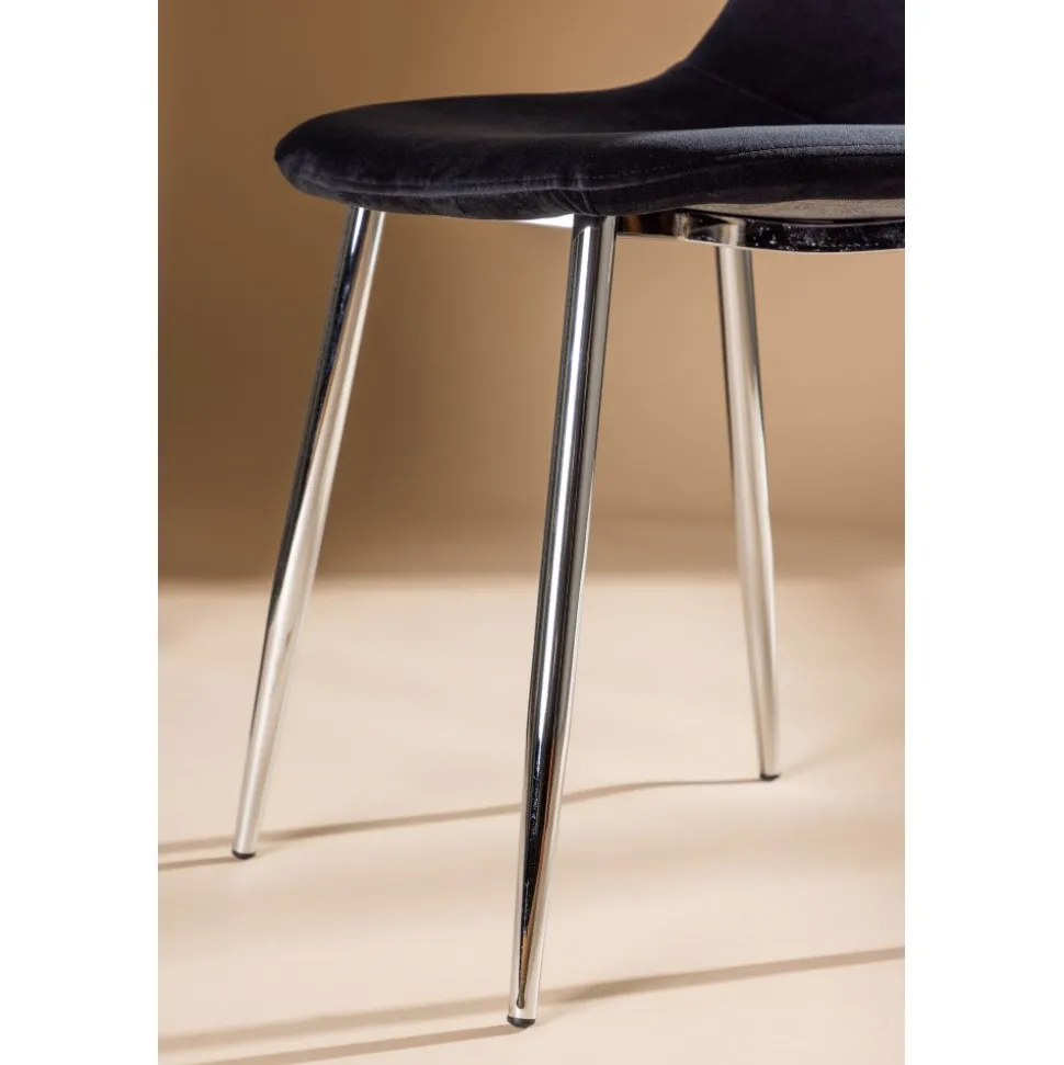 Bridge matstol - Svart sammet/krom