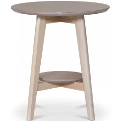 Bridge runt sidobord med hylla Ø50 cm - Whitewash