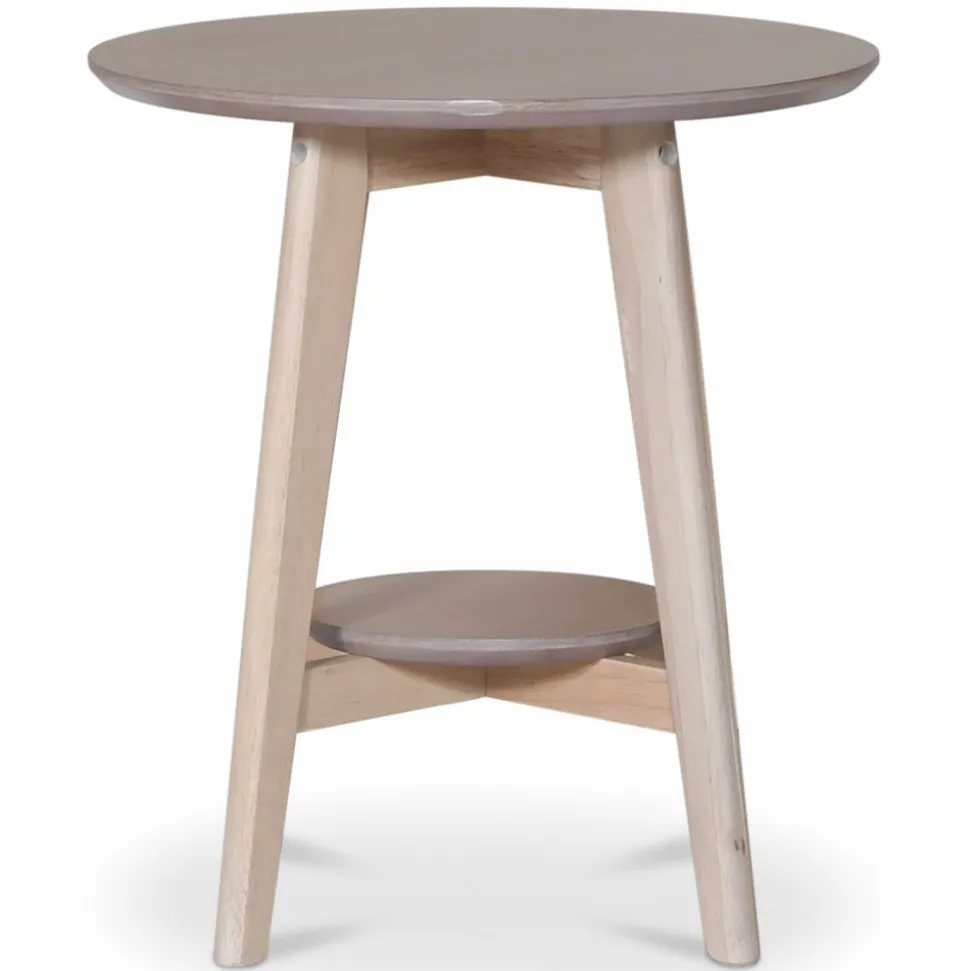 Bridge runt sidobord med hylla Ø50 cm - Whitewash + Fläckborttagare för möbler