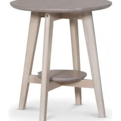 Bridge runt sidobord med hylla Ø50 cm - Whitewash + Möbeltassar