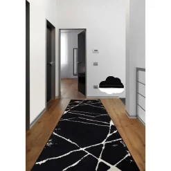 Broken hallmatta 80 x 300 cm - Svart/vit
