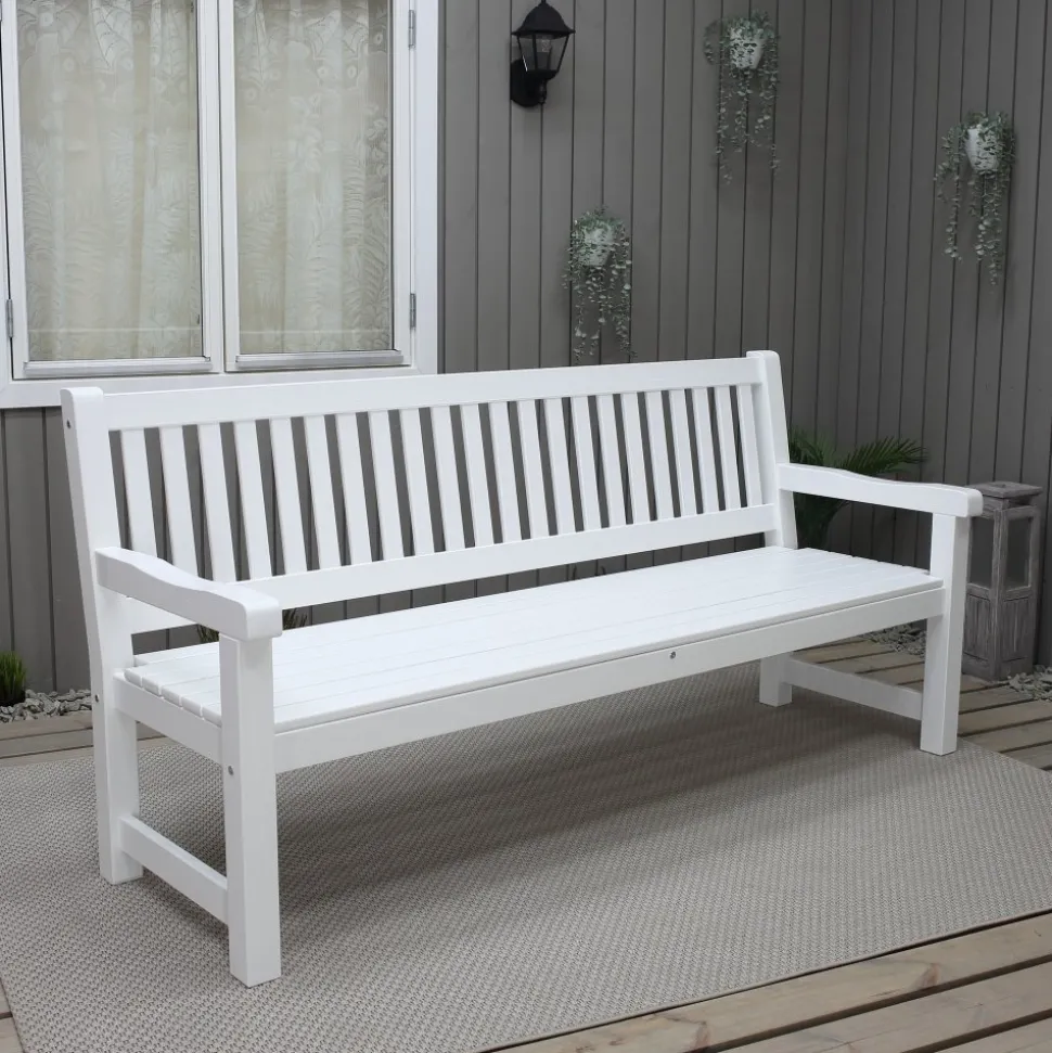 Brooklyn sittbänk - Vit + Textilskydd för utemöbler