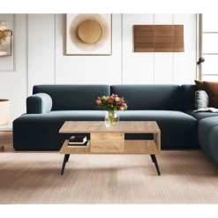 Bukle soffbord 90 x 50 cm - Furu/svart