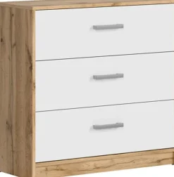 Byrå 80 cm bred - Wotan ek/vit