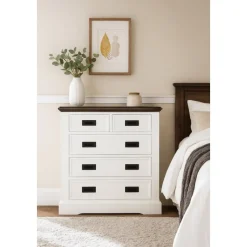 Byrå 85 cm bred Vit/gråbrun - Knight + Möbeltassar