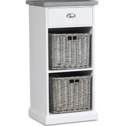 Byrå hugo med 1 låda och förvaring - Vit/cement + Fläckborttagare för möbler