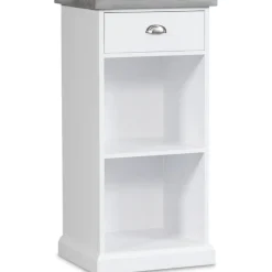 Byrå hugo med 1 låda och förvaring - Vit/cement + Möbeltassar