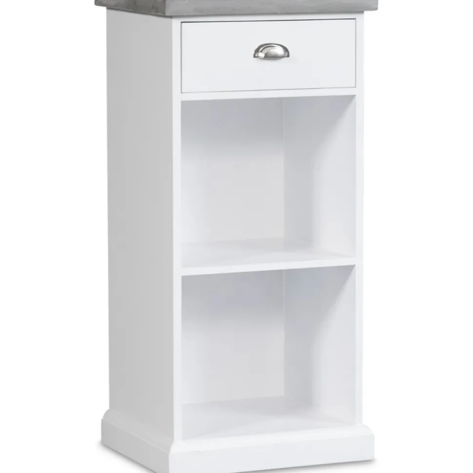 Byrå hugo med 1 låda och förvaring - Vit/cement + Möbeltassar