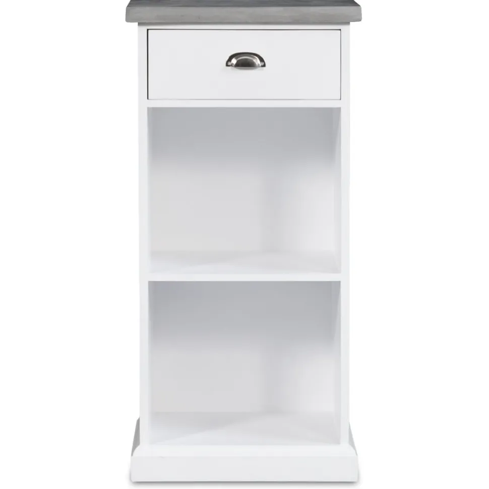 Byrå hugo med 1 låda och förvaring - Vit/cement + Möbeltassar