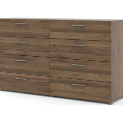 Byrå i valnöt med 8 lådor 140 cm bred + Textilrengöring för möbler