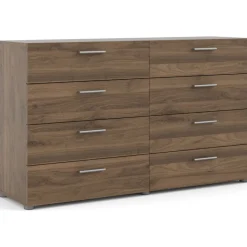 Byrå i valnöt med 8 lådor 140 cm bred