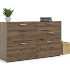 Byrå i valnöt med 8 lådor 140 cm bred