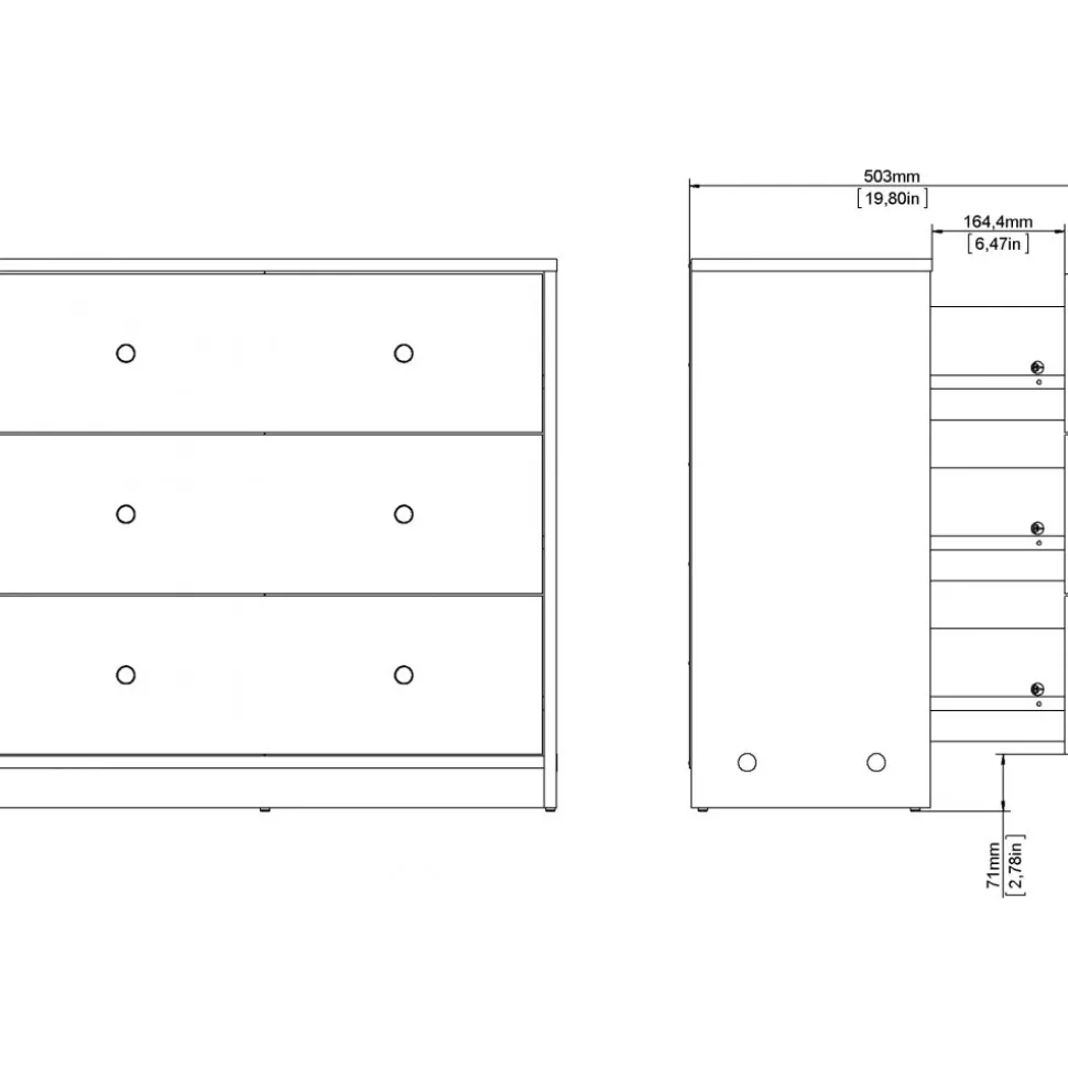 Byrå med 3 lådor - Vit