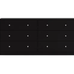 Byrå svart 6 lådor 143 cm bred