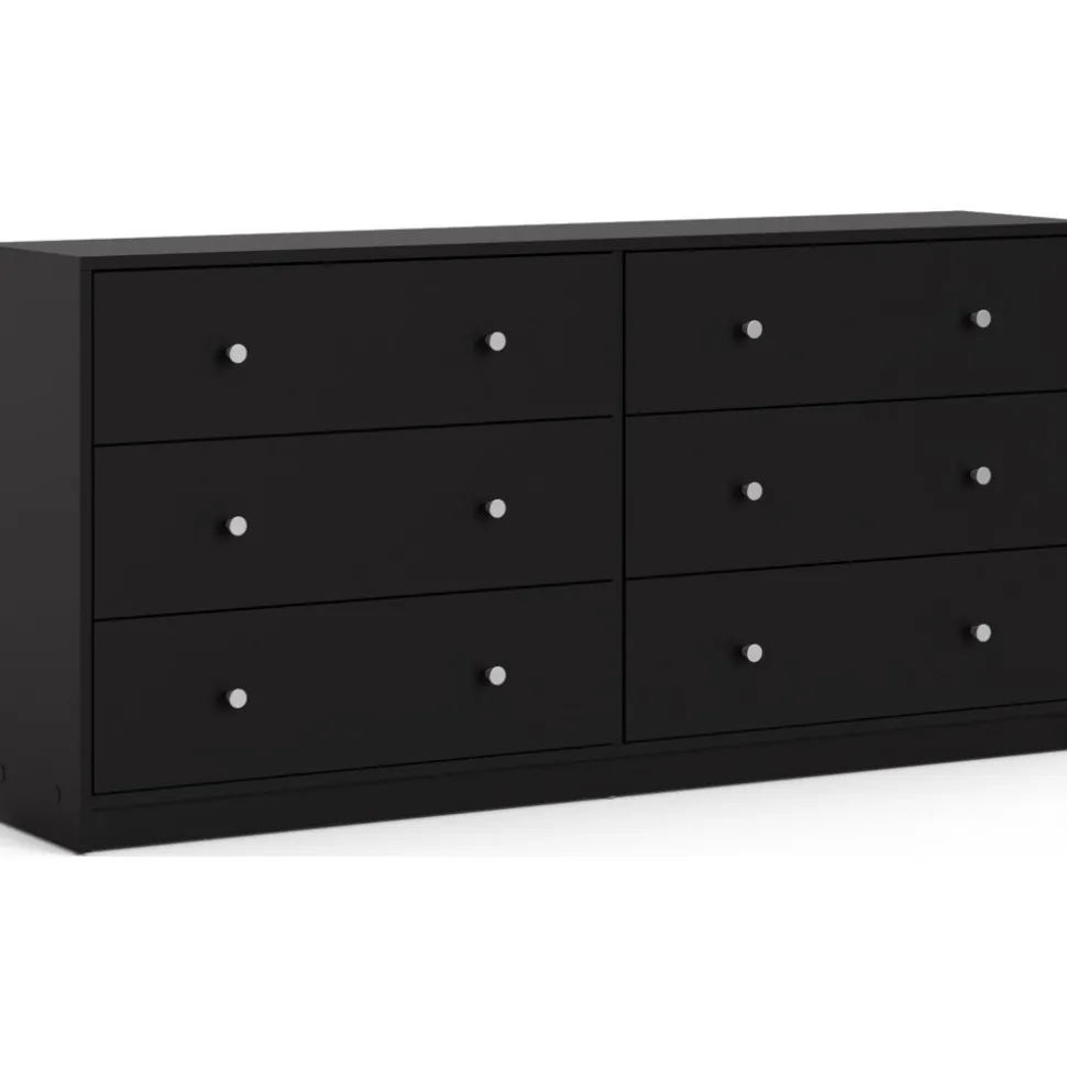 Byrå svart 6 lådor 143 cm bred + Fläckborttagare för möbler