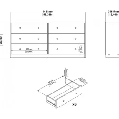 Byrå svart 6 lådor 143 cm bred + Fläckborttagare för möbler