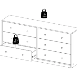Byrå svart 6 lådor 143 cm bred + Fläckborttagare för möbler