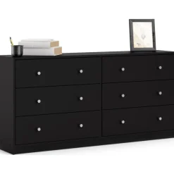 Byrå svart 6 lådor 143 cm bred + Fläckborttagare för möbler