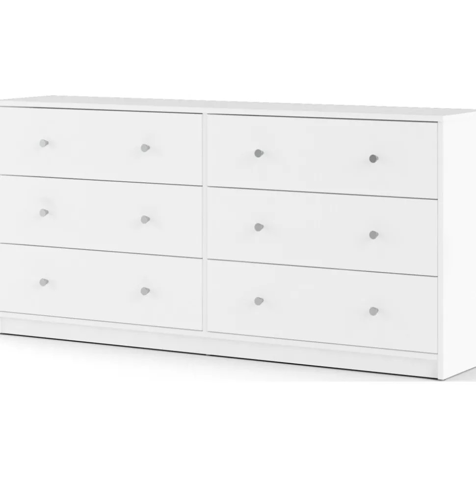 Byrå vit med 6 lådor 143 cm bred