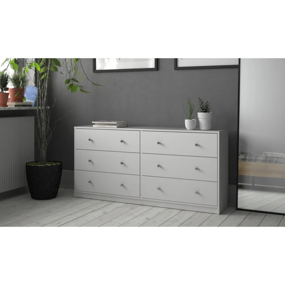 Byrå vit med 6 lådor 143 cm bred