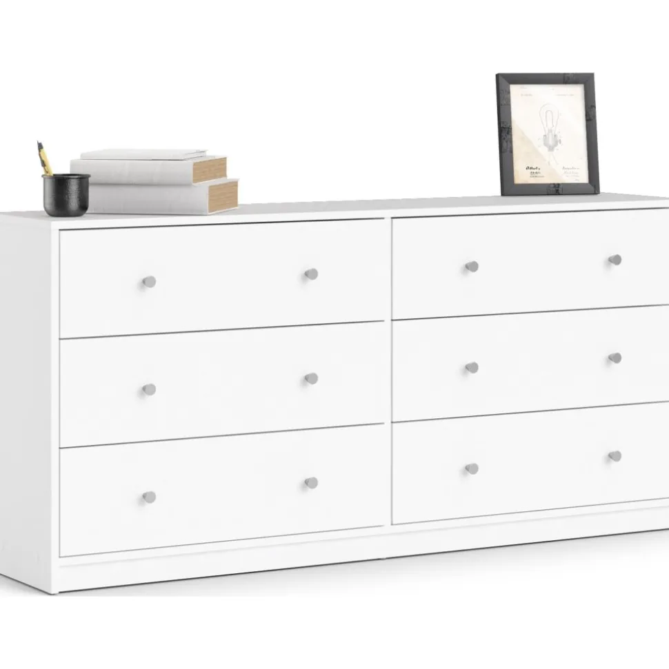 Byrå vit med 6 lådor 143 cm bred