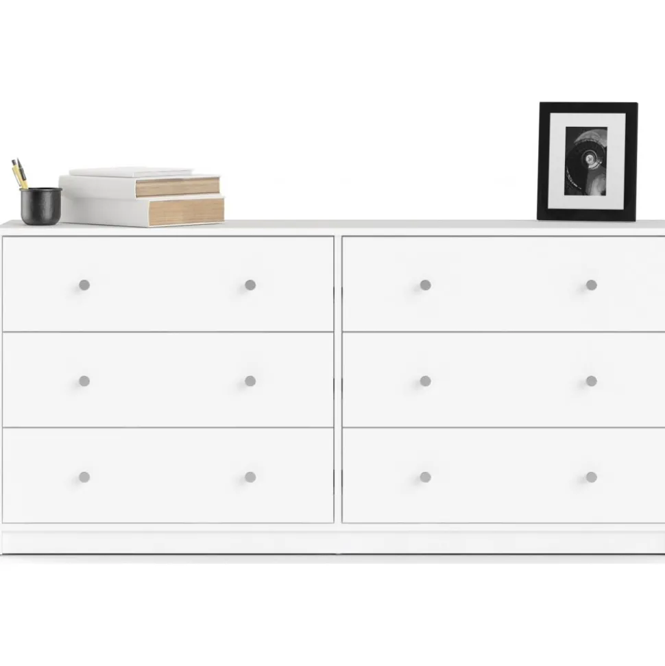 Byrå vit med 6 lådor 143 cm bred