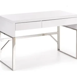 Caitlyn skrivbord i vit högglans 120x60 cm kromade ben